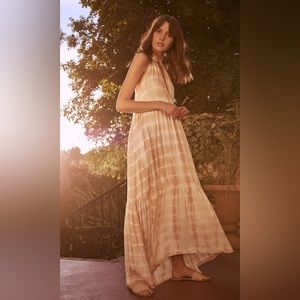 SAYLOR Amaranth Striped Tie-Dye Tiered Maxi Dress